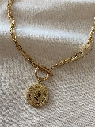 Çelik Geçmeli Elizabeth Kolye