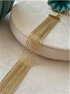 Çelik Gold Çoklu Geçmeli Zincir Bileklik