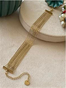 Çelik Gold Çoklu Geçmeli Zincir Bileklik