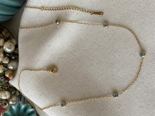 Çelik Gold Minimal Göz Boncuk Kolye