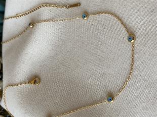 Çelik Gold Minimal Göz Boncuk Kolye