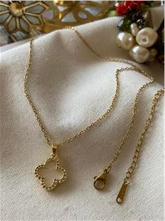 Çelik Gold Taşlı Sedefli Cleef Kolye