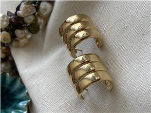 Çelik Gold Triline Küpe