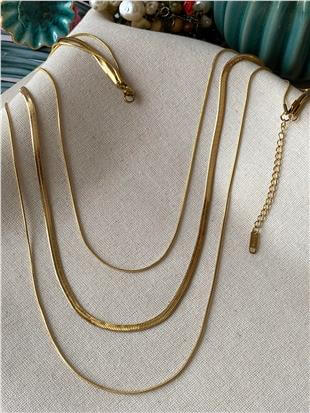 Çelik Gold Triplex Kolye