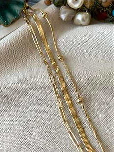 Çelik Gold Üç Model Zincir Bileklik