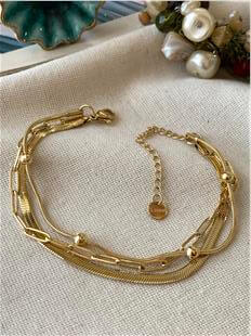 Çelik Gold Üç Model Zincir Bileklik