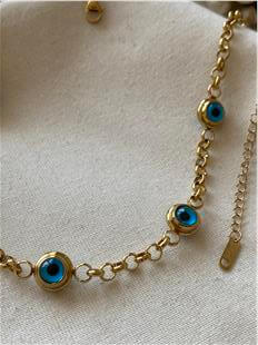 Çelik Göz Boncuklu Geniş Kolye