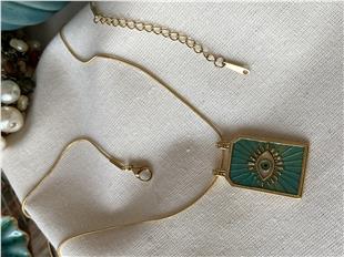 Çelik Green Evil Eye Kolye