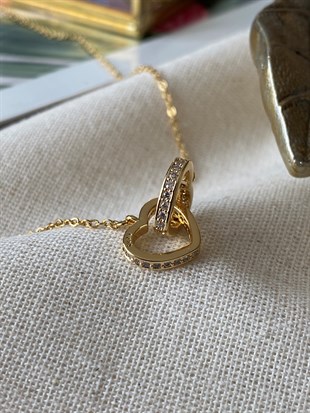 Çelik İçiçe Kalp Kolye