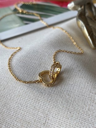 Çelik İçiçe Kalp Kolye