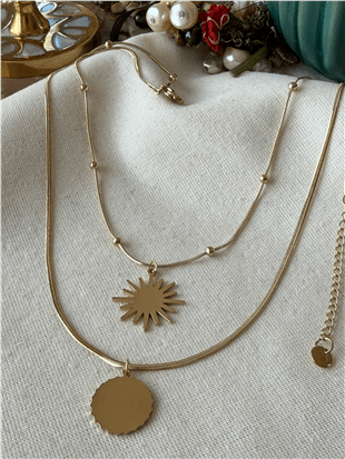 Çelik İkili Dorikalı Güneş Plaka Kolye