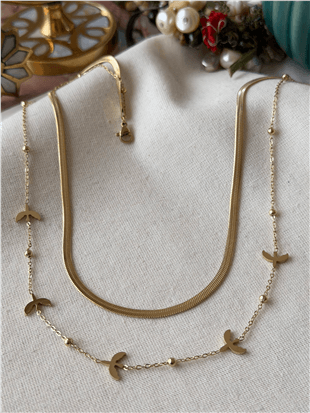 Çelik İkili Dorikalı Kuş Kolye