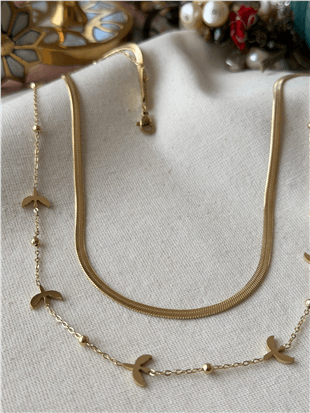 Çelik İkili Dorikalı Kuş Kolye