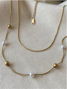 Çelik İkili İncili Dorikalı Kolye