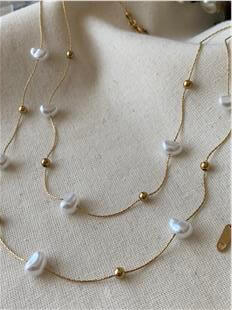 Çelik İkili Kalp İncili Dorikalı Kolye