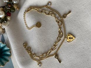 Çelik İkili Kalp Kilit Bileklik