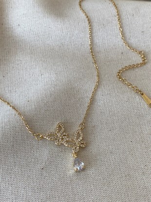 Çelik İkili Kelebek Kolye