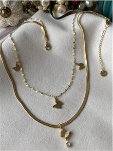 Çelik İkili Kelebekler Kolye
