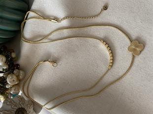 Çelik İkili Küp Detaylı Cleef Kolye