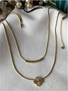 Çelik İkili Küp Detaylı Cleef Kolye