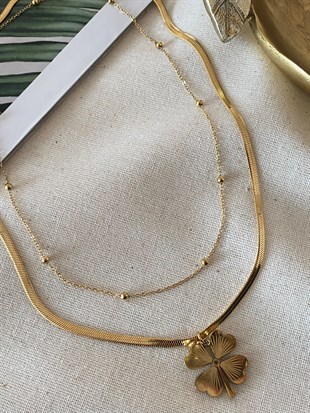 Çelik İkili Nefel Kolye