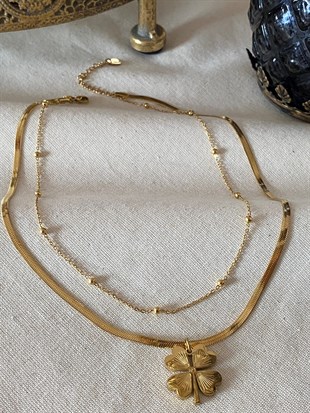 Çelik İkili Nefel Kolye