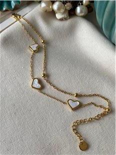 Çelik İkili Sedef Kalp Bileklik