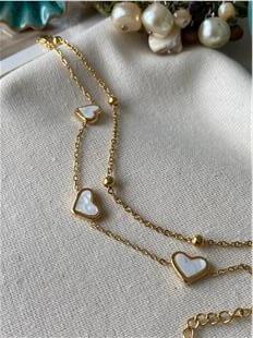 Çelik İkili Sedef Kalp Bileklik