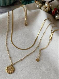 Çelik İkili Taşlı Göz Kolye