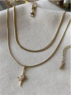 Çelik İkili Taşlı Kutupyıldızı Charmlı Kolye