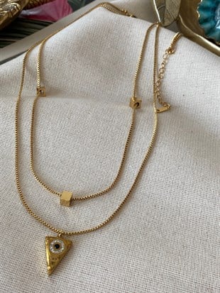 Çelik İkili Üçgen Kolye