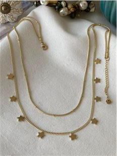 Çelik İkili Yıldızlar Kolye