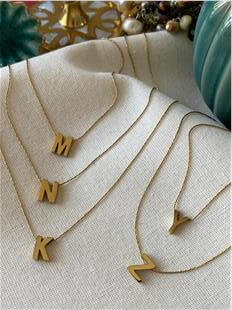 Çelik İnce Zincirli Mini Harf Kolye