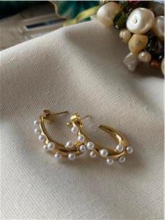 Çelik İncili Damla Model Küpe