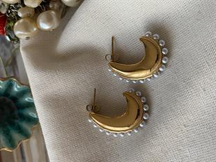 Çelik İncili Hilal Küpe