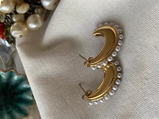 Çelik İncili Hilal Küpe