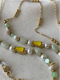 Çelik İncili Sarı Balık Detaylı Gözlük Askısı