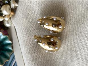 Çelik İncili Taşlı Bubble Küpe