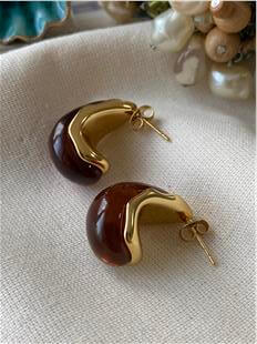 Çelik Kahverengi Bubble Küpe