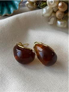 Çelik Kahverengi Bubble Küpe