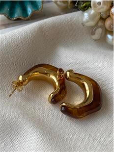 Çelik Kahverengi C Model Küpe