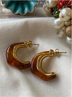 Çelik Kahverengi C Model Küpe