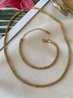 Çelik Kalın Hasır Dorikalı Kolye ve Bileklik Set