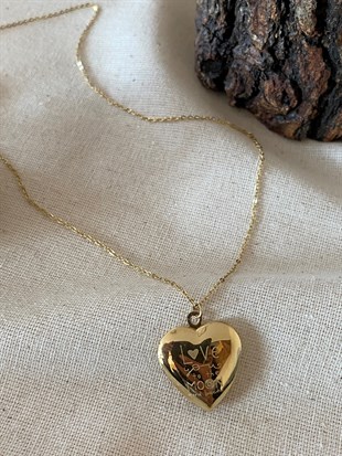 Çelik Kalp Madalya Kolye