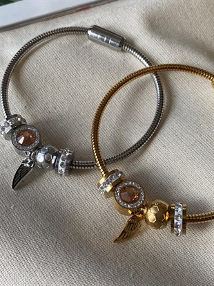 Çelik Kanat Charm Bileklik