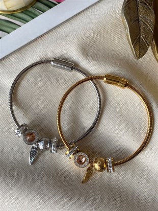 Çelik Kanat Charm Bileklik