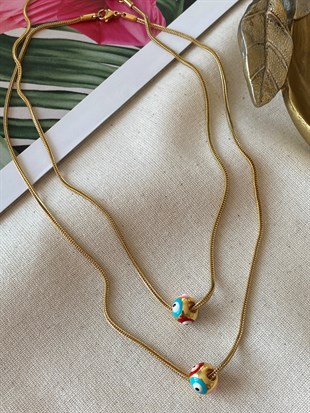 Çelik Kare Zincir Nazar Kolye