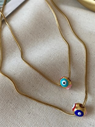 Çelik Kare Zincir Nazar Kolye