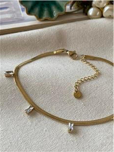 Çelik Kesme Taş Detaylı İtalyan Zincir Halhal