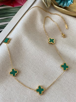 Çelik Kırmızı Luv Yonca Kolye 